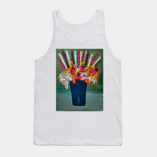 Some abstract mixed flowers in a metallic vase Tank Top